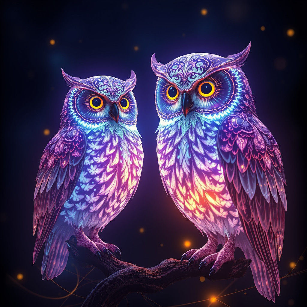 owls made out of light  by @Jill Vader