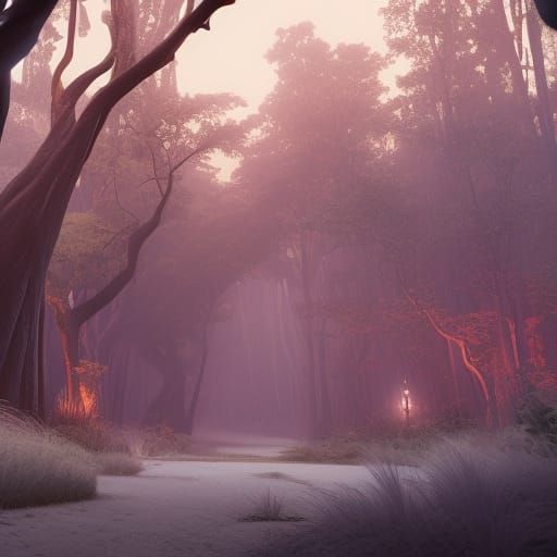 Dark forest at night