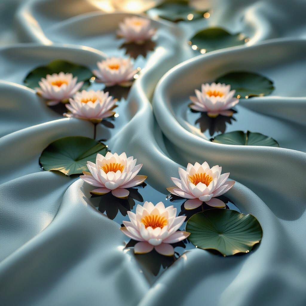 یک شال را تصور کن که پشتش دیده میشه از بالا راست به پایین  چپ کشیده شده حالت مواج داره روی این شال اب داره قسمتی از شال که گود هست درونش اب ...