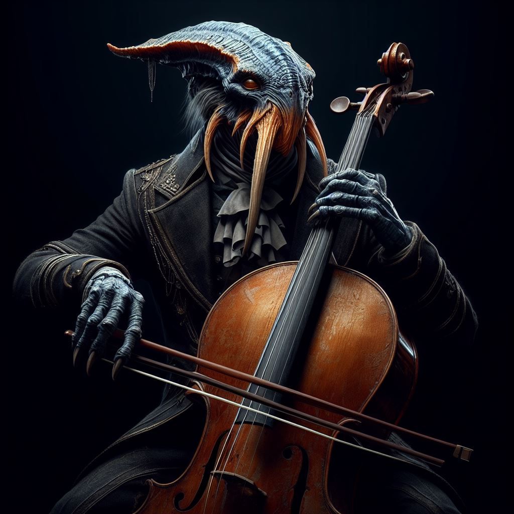 Creatures playing a Cello Series