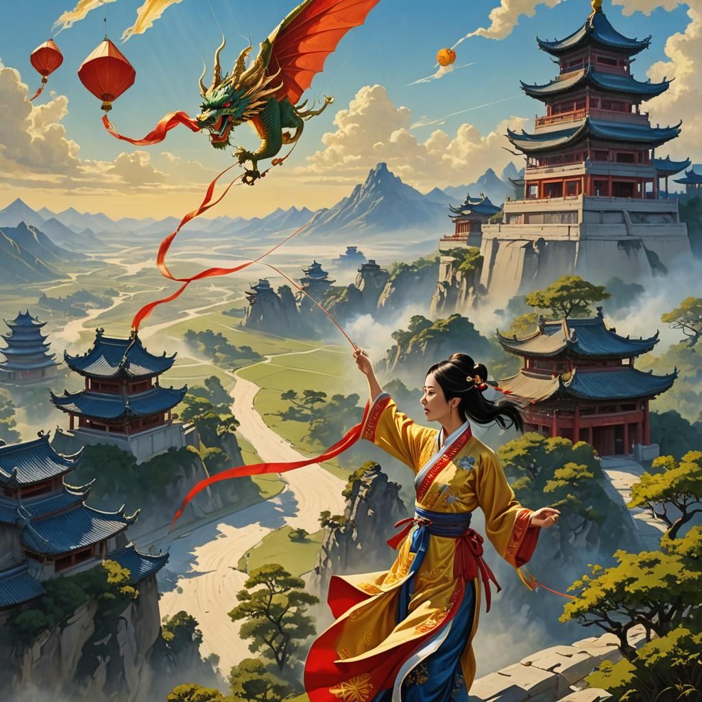 Dragon shaped kite in China  by @Winter