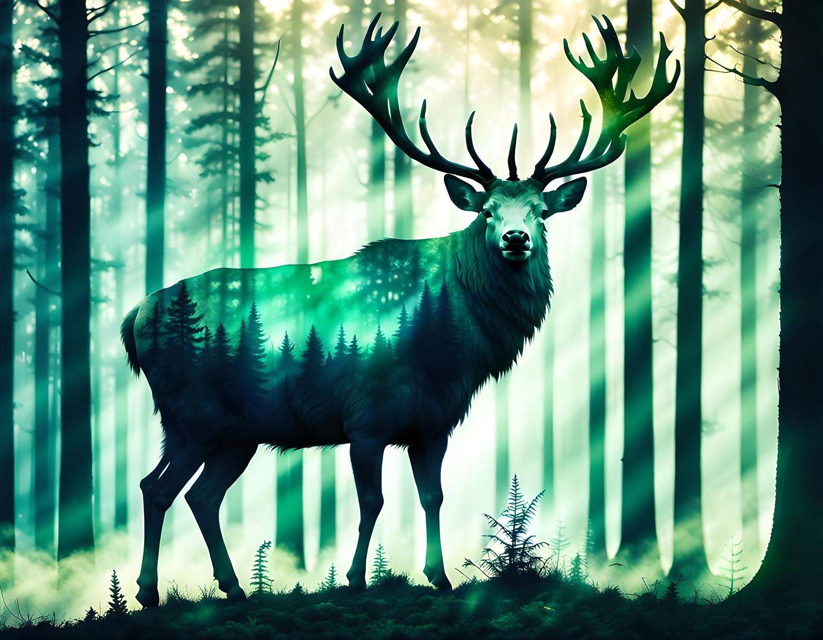 A majestic stag in a forest