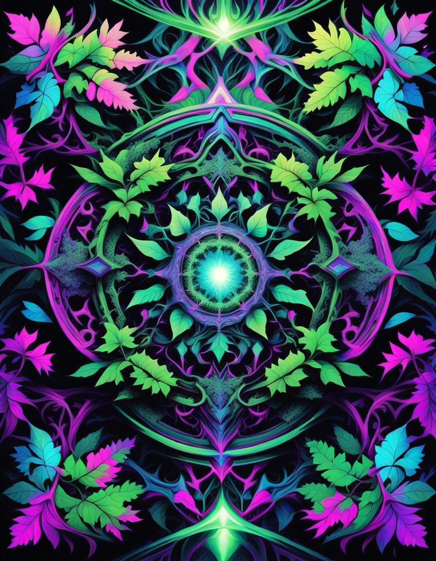forest with fractal/patterns of vines, trees with patterns/f...
