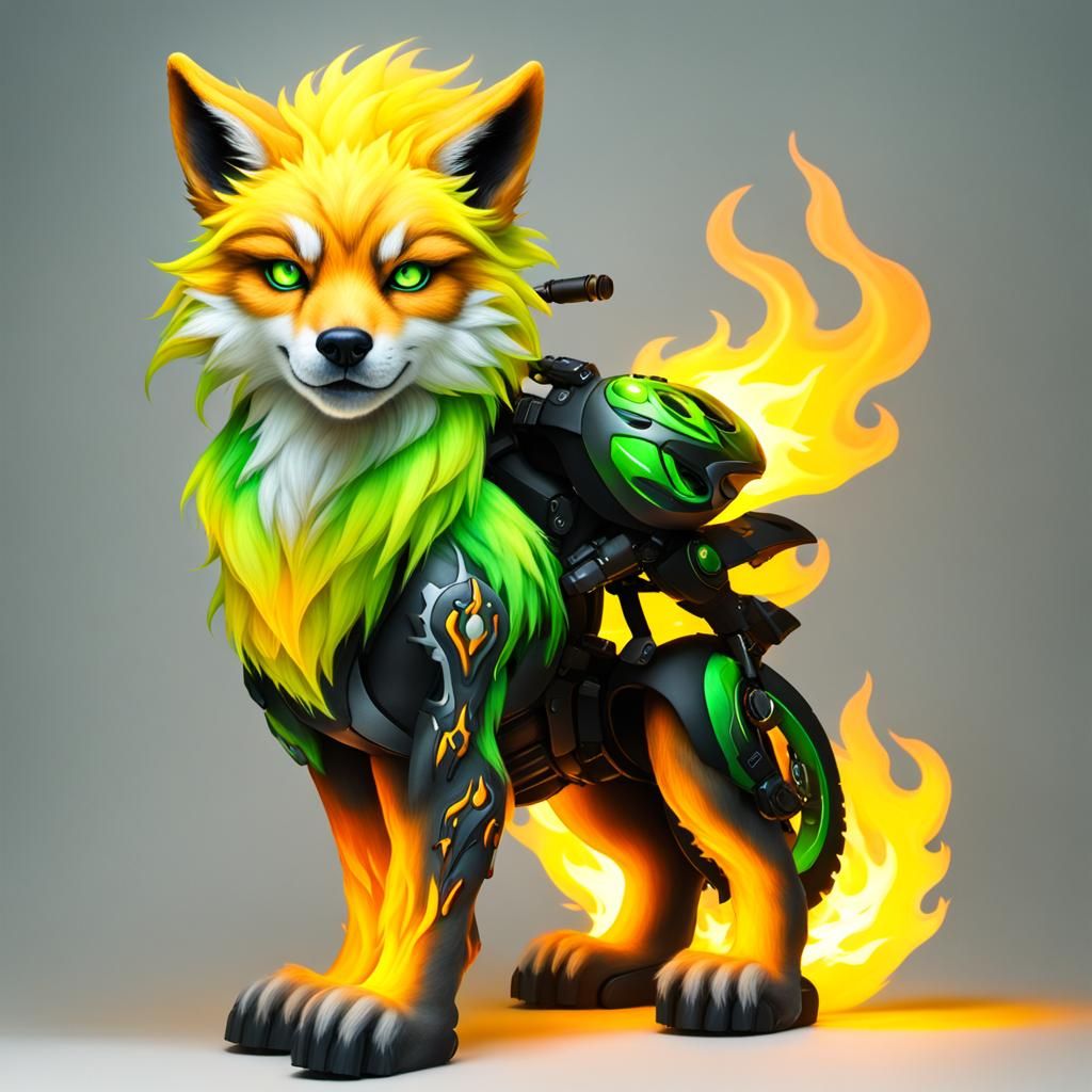 Furry art bikerin Krystal Wolf (Steht vor schwarzen und an d...