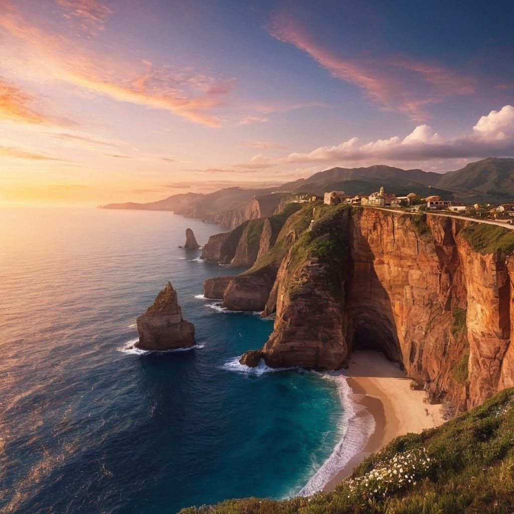 Cliffside overlooking endless ocean