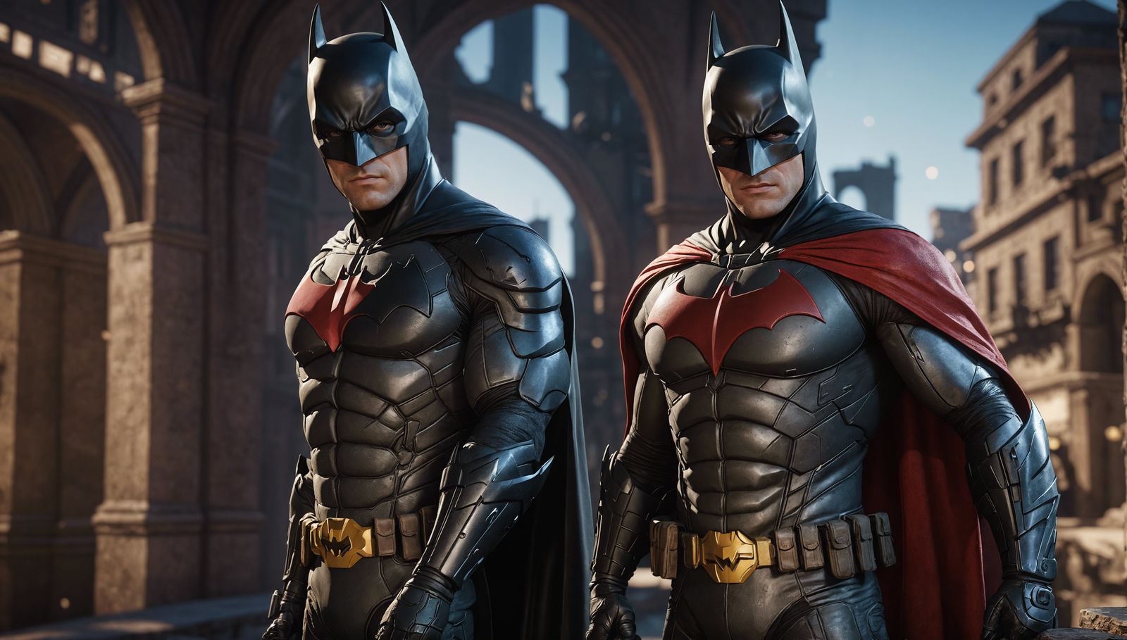 Batman and Robin, trending on Artstation Unreal Engine 3D sh...