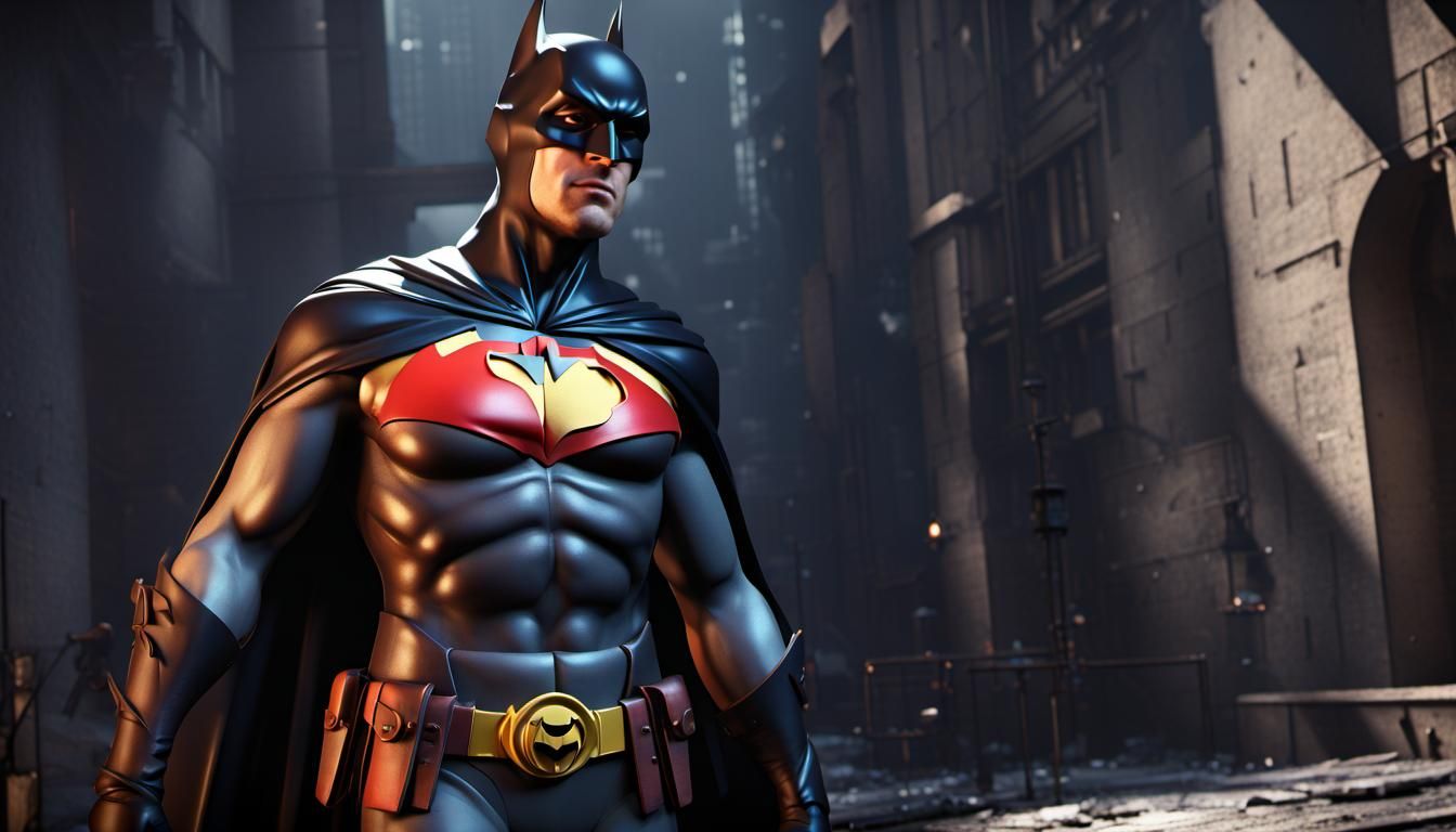 Batman and Robin, trending on Artstation Unreal Engine 3D shading shadow depth 