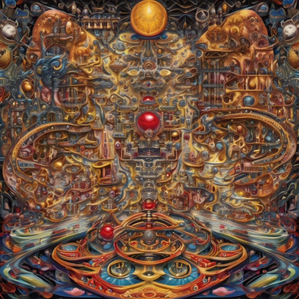 Fractal Angles, Dodecaedron, expressionism, abstract art, fantastical, psychedelic, oil on canvas, deep triadic colors, dark colors, fractal...