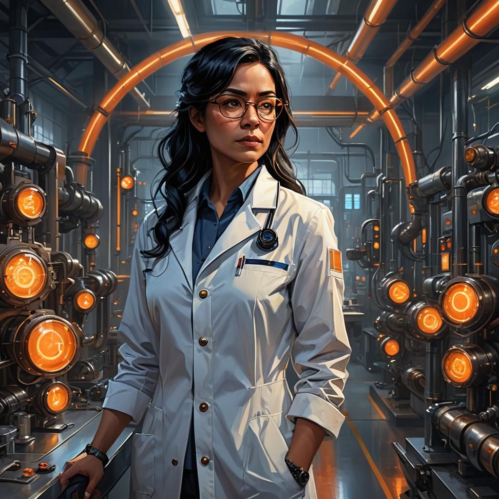 A 40 year old black haired woman with glasses dressed in a l...