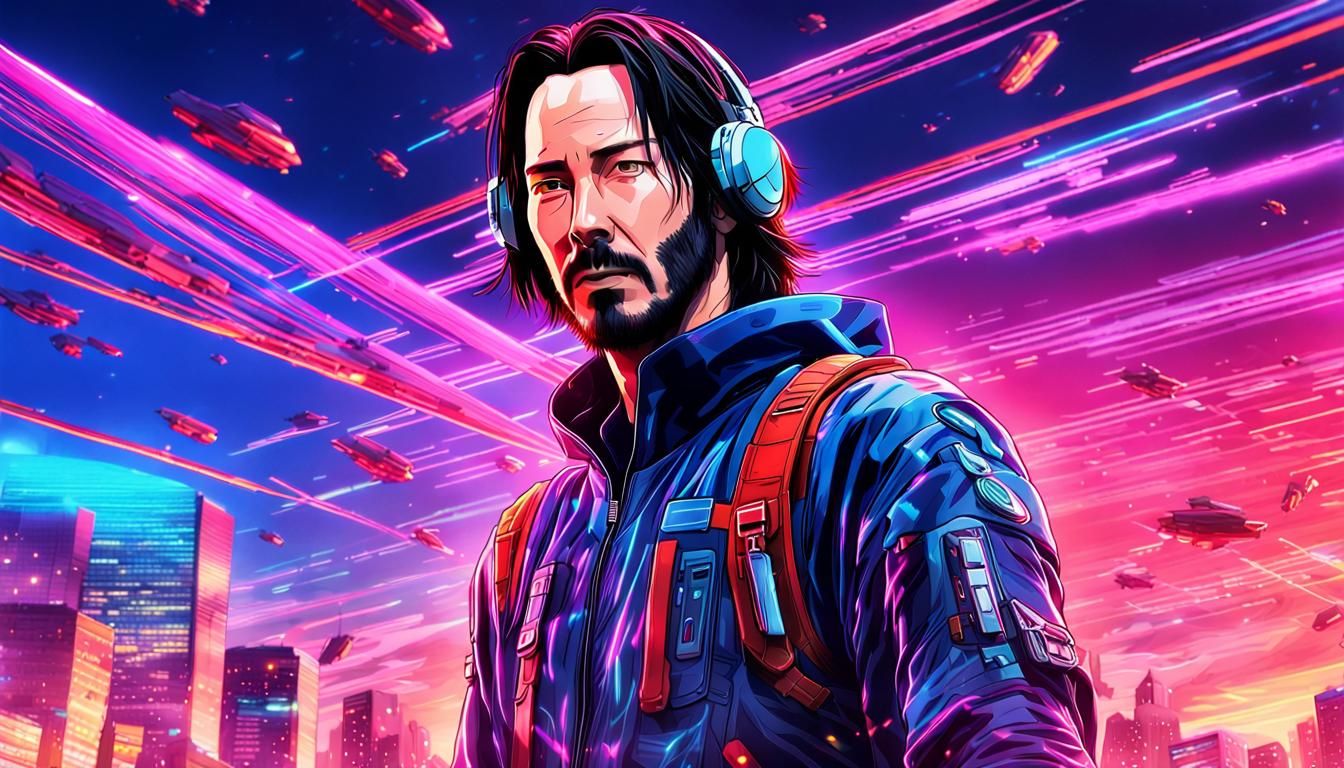 Keanu Reeves in cyber ninja suit ,highly intricate details, ...