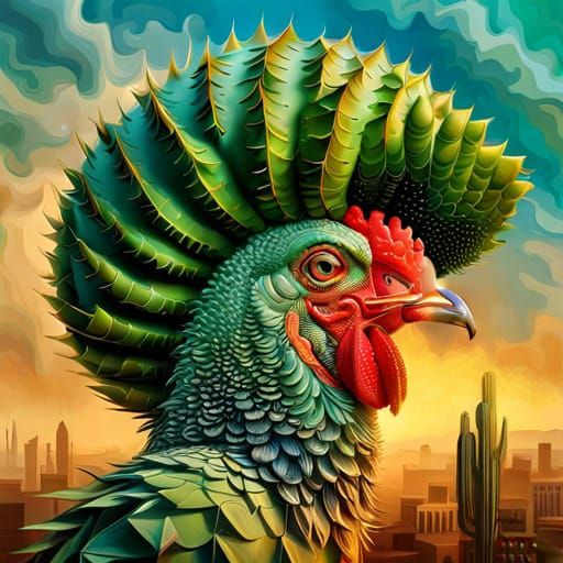 Surreal Cactus rooster   by @David Myers