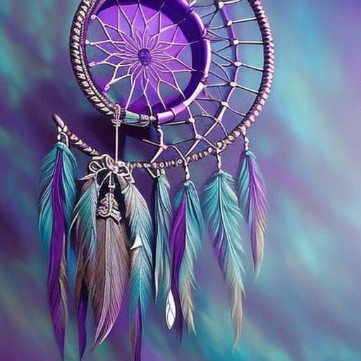 Dreamcatcher with purple feathers - AI Generated Artwork - NightCafe ...