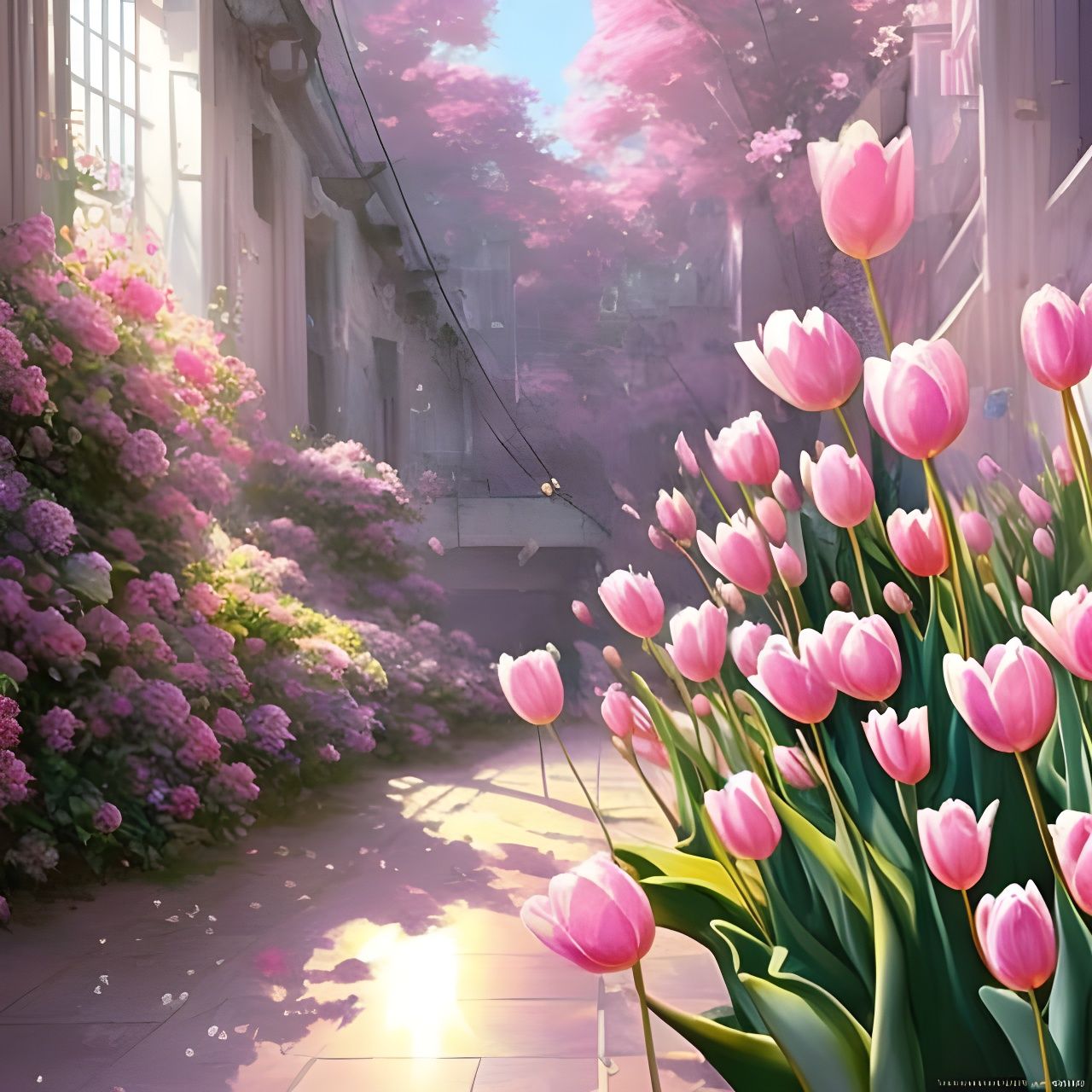 Street of tulips false