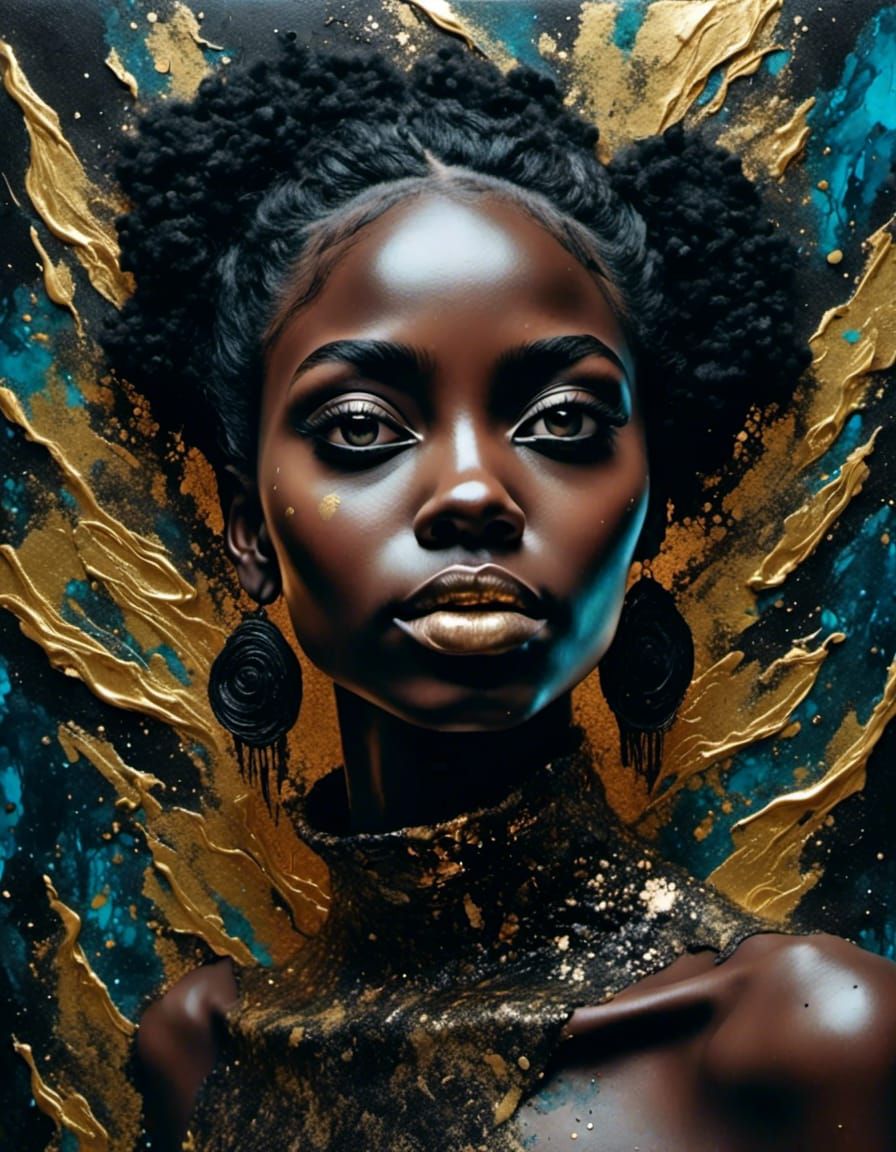 Black and gold portrait