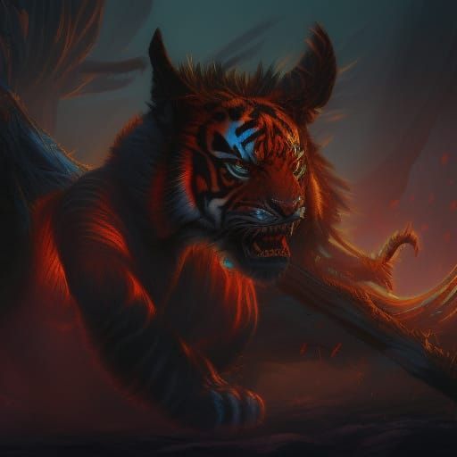 Demonic tiger warrior - AI Generated Artwork - NightCafe Creator