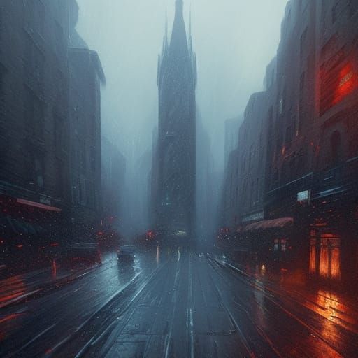 A dark rainy ally in New York