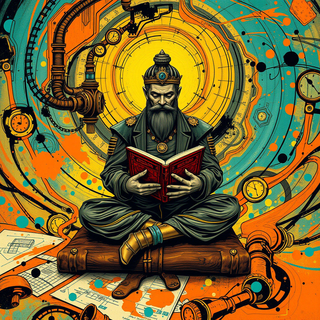 Steampunk Recitation in Graffiti Art Style