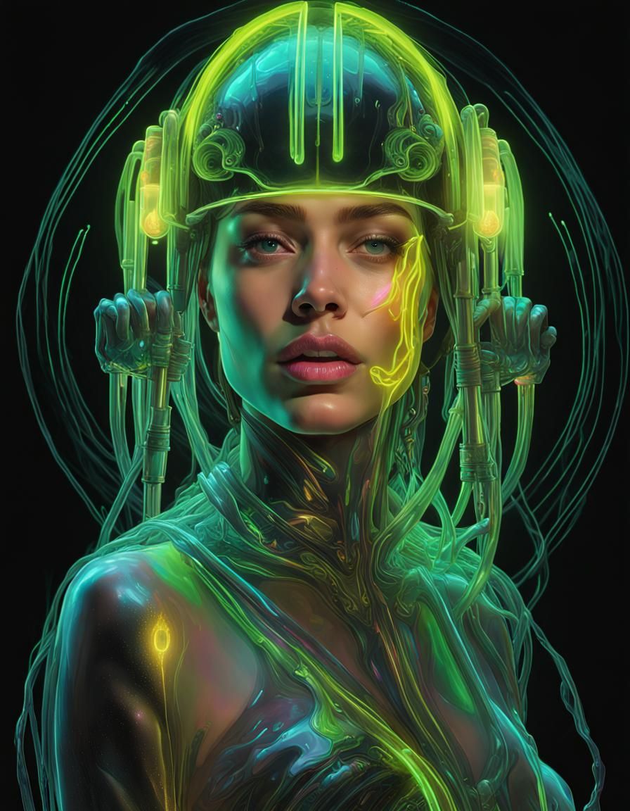 Bioluminescent helmet  by @RedRobot
