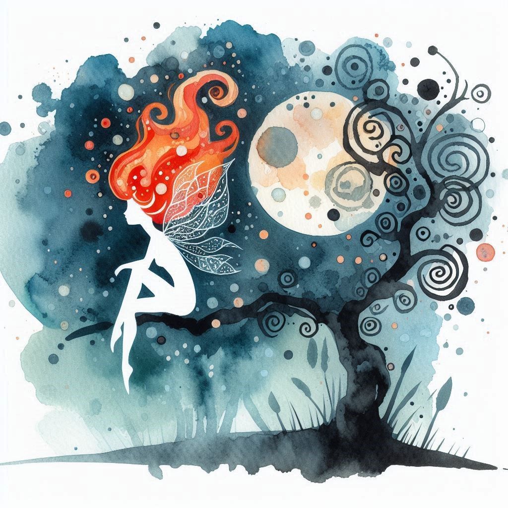 Minimalistic watercolor art - Fairy