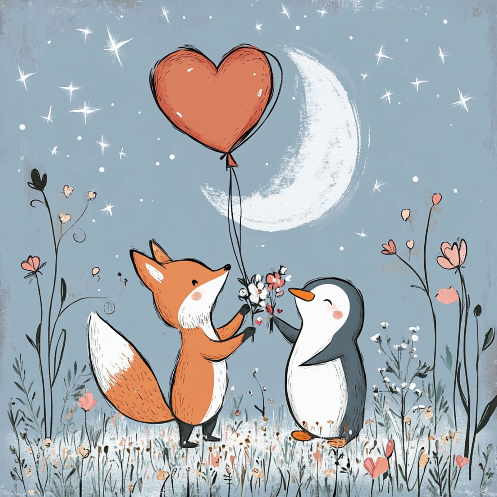 Cartoon Style Animal Couples