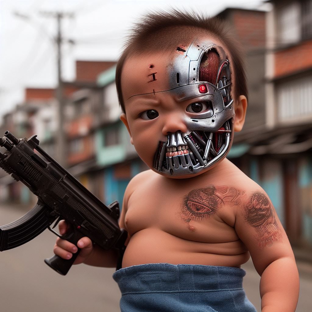 baby terminator in a favela
