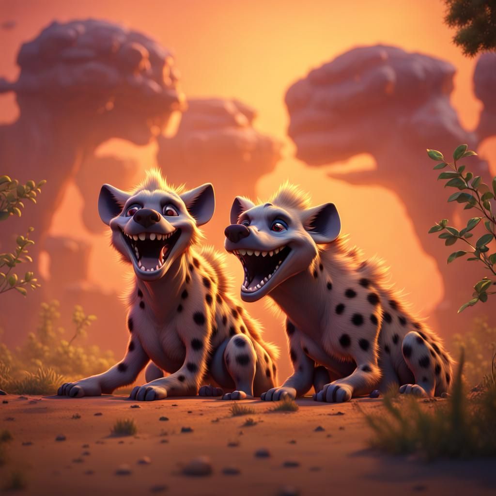two hyenas laughing in the wild - AI Generated Artwork - NightCafe Creator