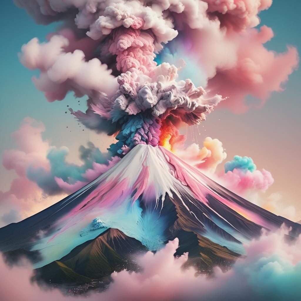 Mt. Fuji erupts in pastel colors🌋🎨  by @Kakamonster