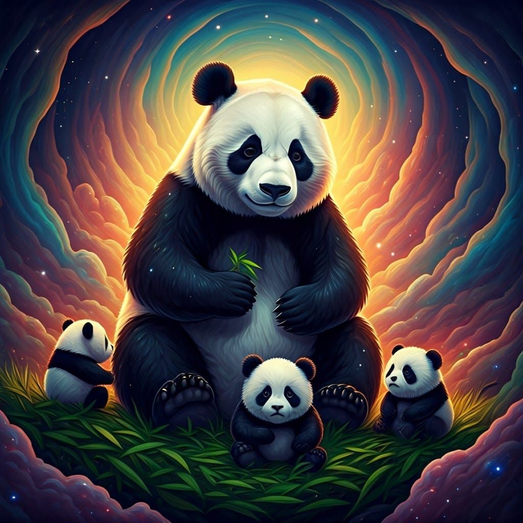 Panda Emotion Lesson in Cosmic Landscape