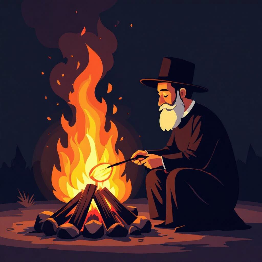 Haredi Man Lighting Bonfire Emoji Style