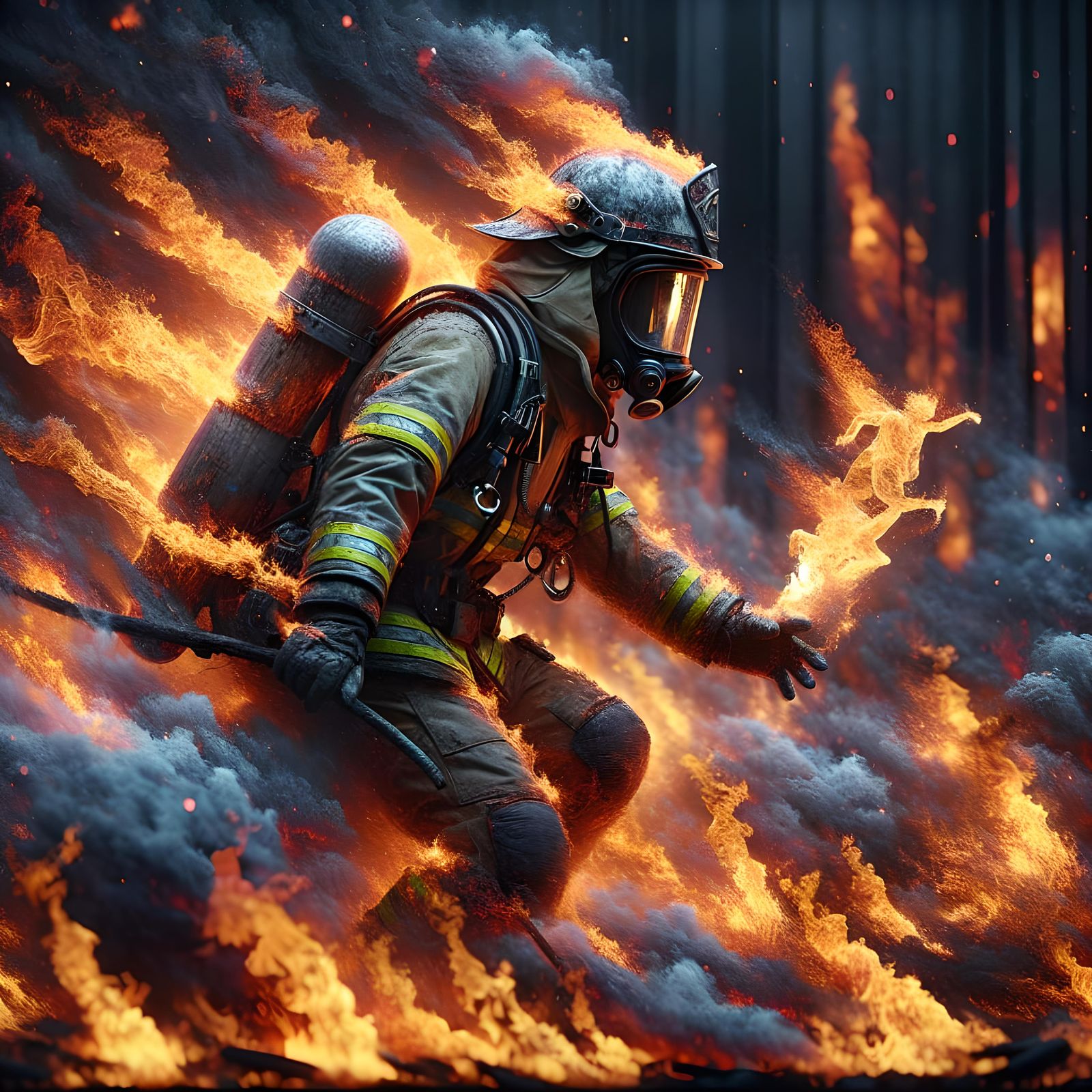 Firefighter fighting a forest fire  by @Jaxson King