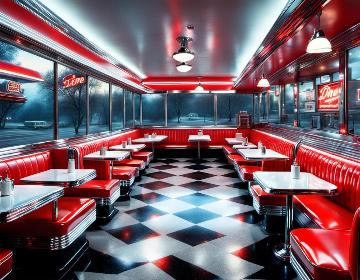 Retro Diner, nostalgia (1 of 3) - AI Generated Artwork - NightCafe Creator