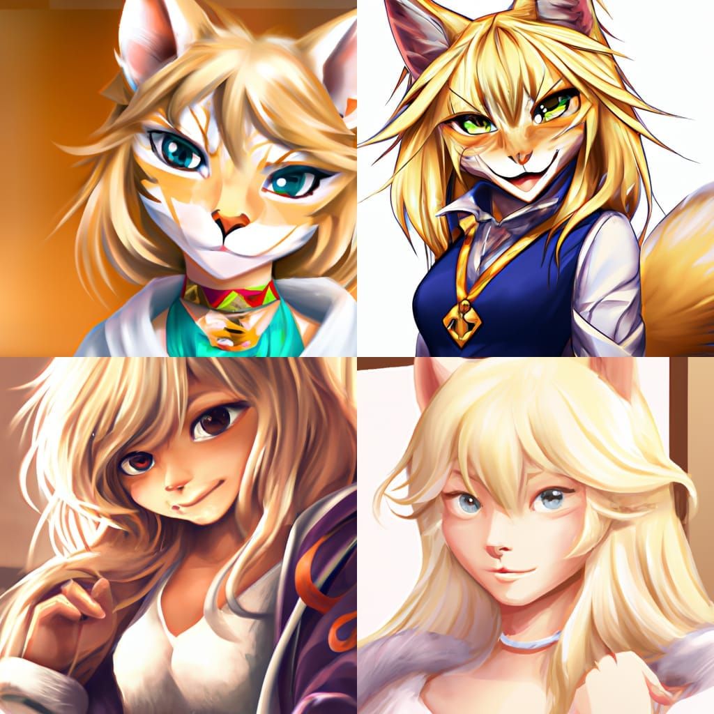 anthro female cat, furry cat, anime art, trending on pixiv, ...