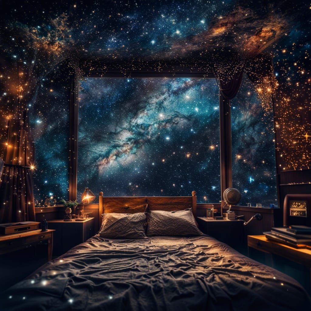 Angels bedroom in the universe sky full of stars - AI Generated Artwork ...