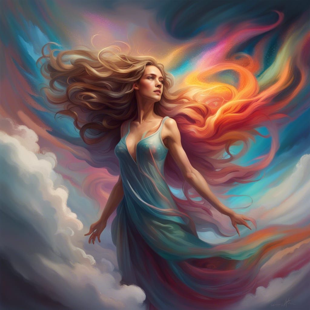 Woman in the Clouds - AI Generated Artwork - NightCafe Creator