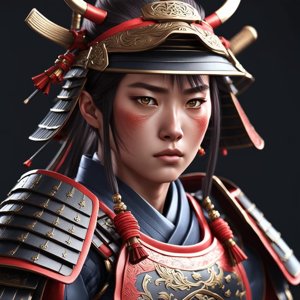 Female Samurai warrior wearing armor