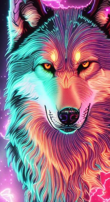 Neon Wolf - AI Generated Artwork - NightCafe Creator