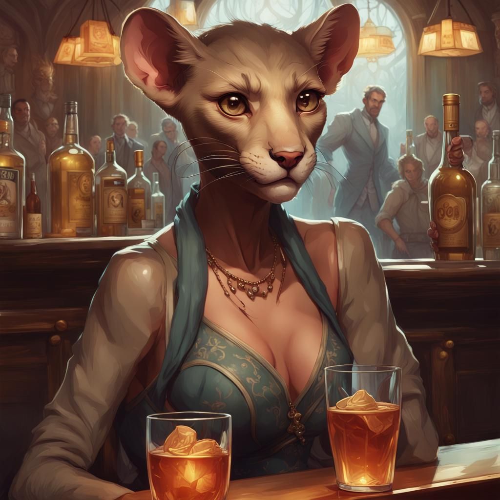 In a very happy party, we can see a fossa with big and sad e...