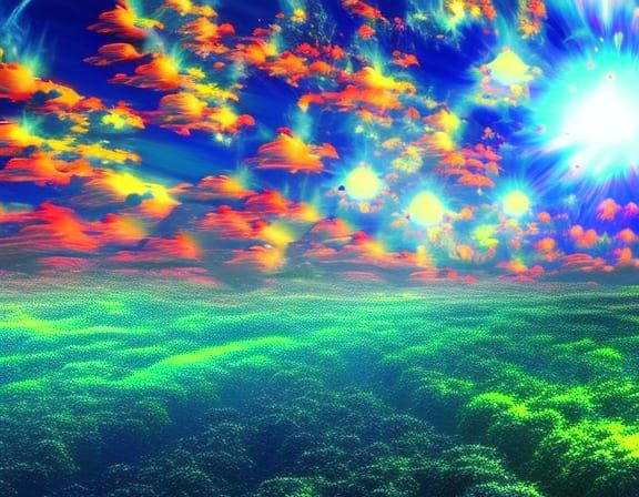 weird suns over weird green earth - AI Generated Artwork - NightCafe ...