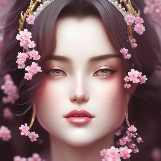 Cherry Blossom Portait. - AI Generated Artwork - NightCafe Creator