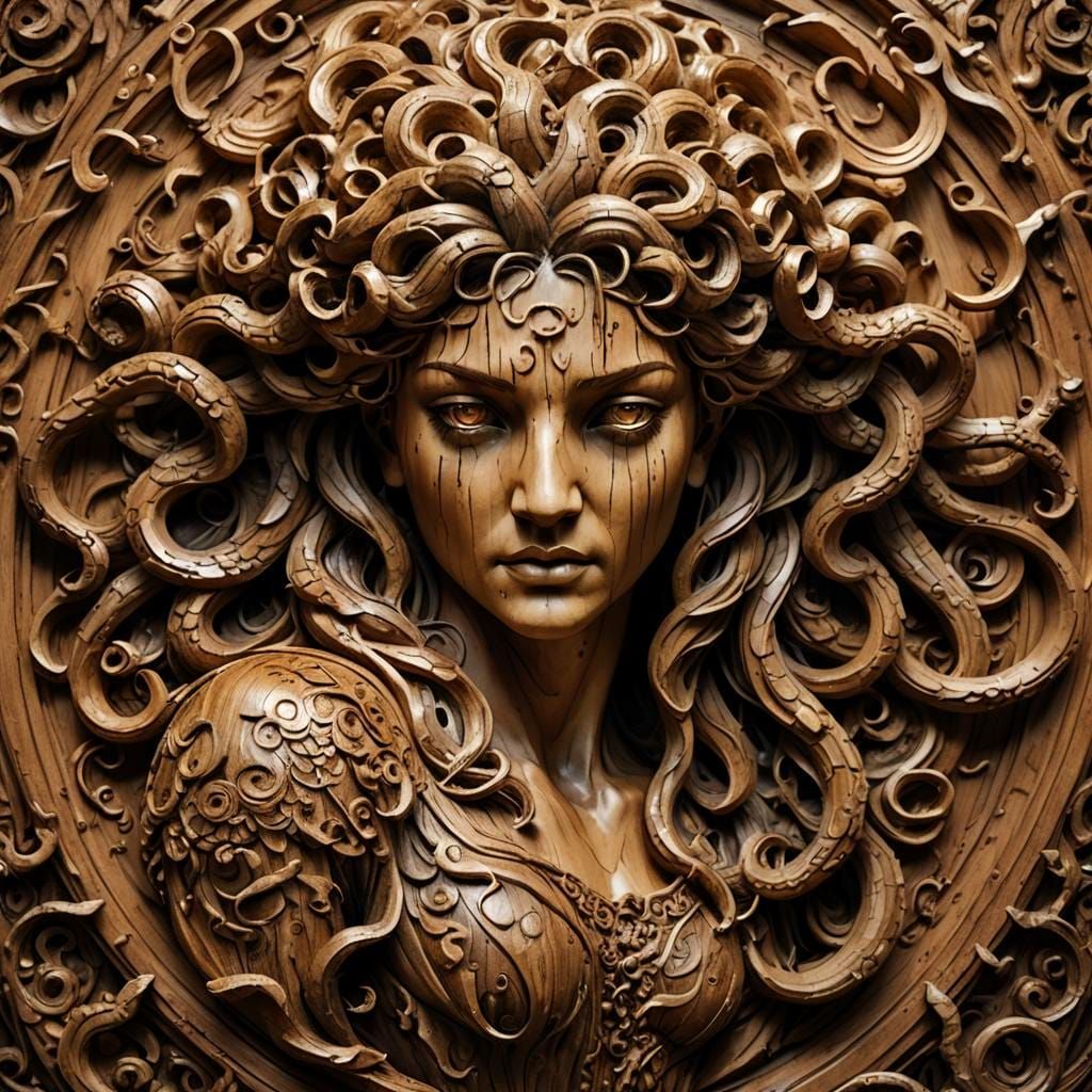 Medusa Wood Carving  by @kylapink