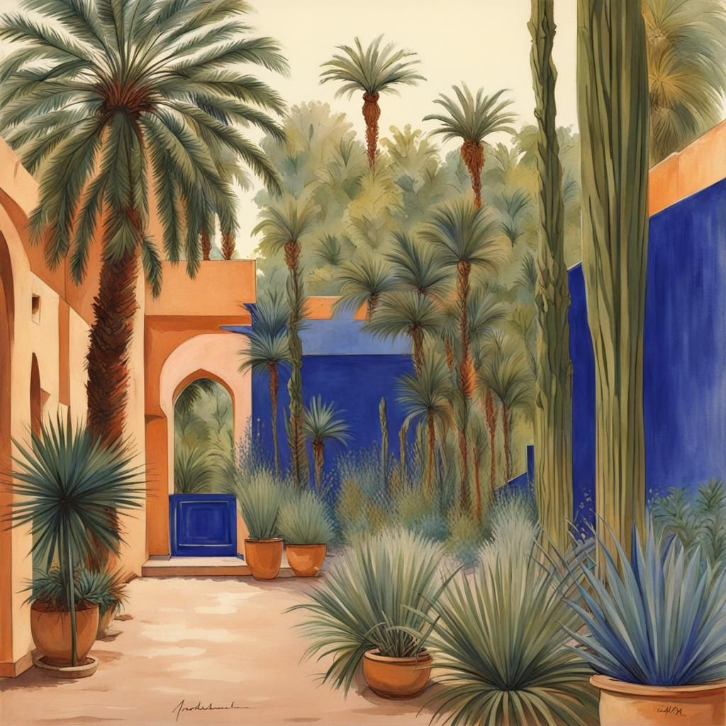 Jardin Majorelle, Morocco Vintage Botanical Art Print