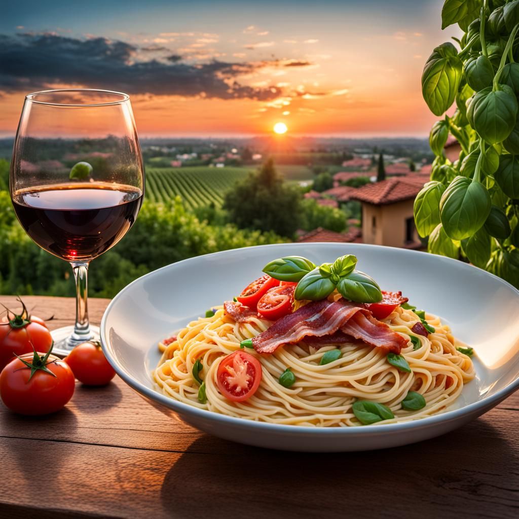 Italy bacon carbonara