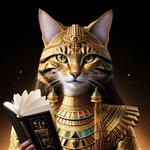 Sekhmet holding book v3 - AI Generated Artwork - NightCafe Creator