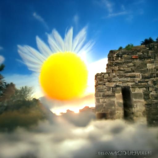 Rising sun over ancient ruins