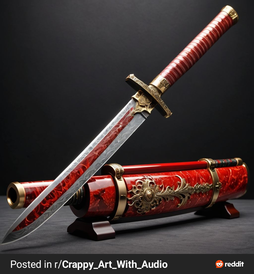 Red Blades with Damascus Steel