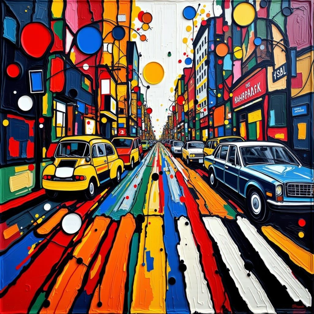 <lora:GazVibrantAbstract:1.0> Abbey road in the form of vibrantabstract