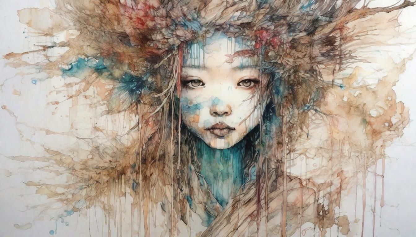 Japanese Alcohol Ink Drawing on Papyrus