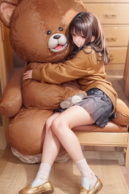Anny hugging plushie