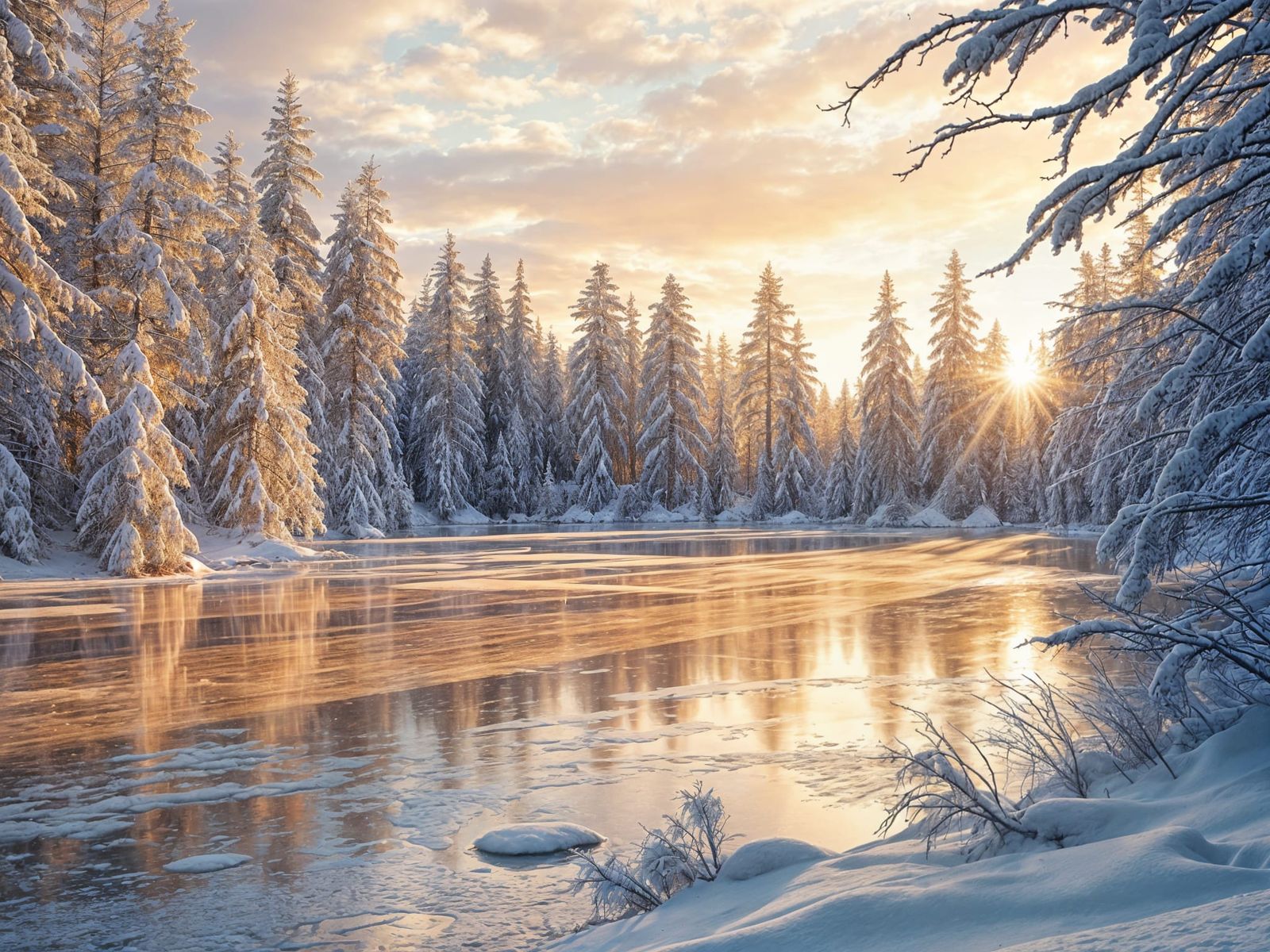 Beautiful sunset over a small frozen forest lake in Northern Finland   by @Fokje