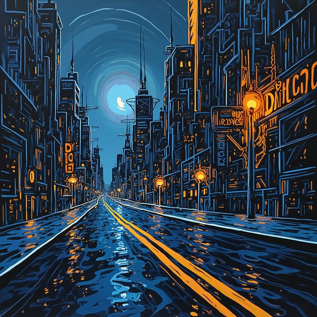 Dynamic Geometric Artwork in Cyberpunk Style